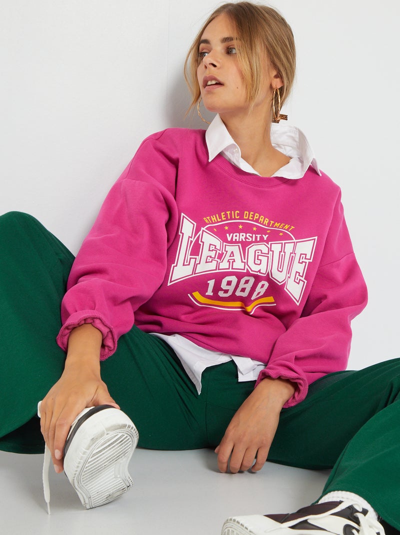 Sweatshirt em moletão com estampado U.S ROSA - Kiabi