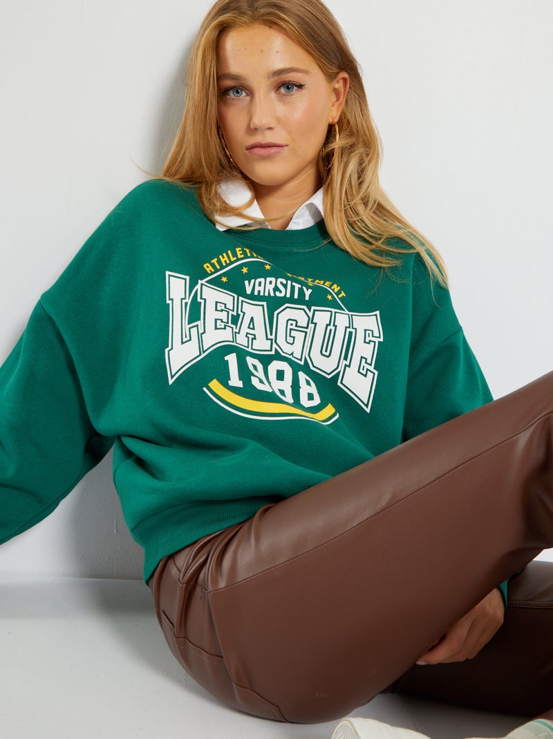 Sweatshirt em moletão com estampado U.S VERDE - Kiabi