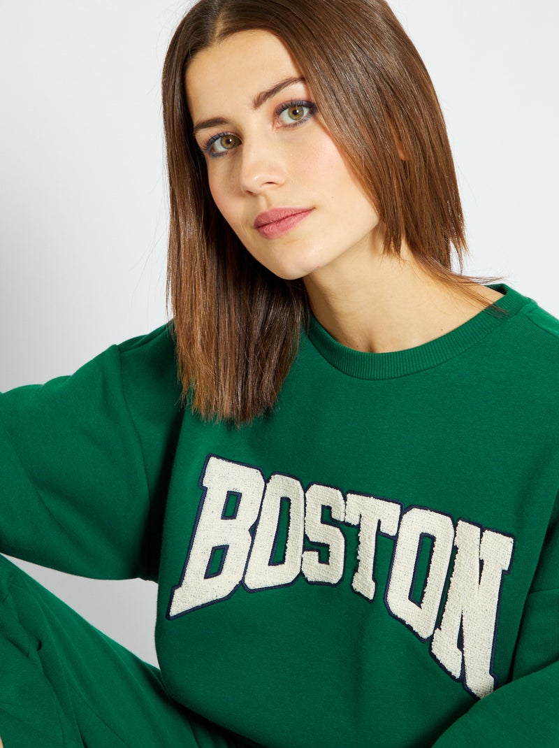 Sweatshirt em moletão com estampado VERDE - Kiabi