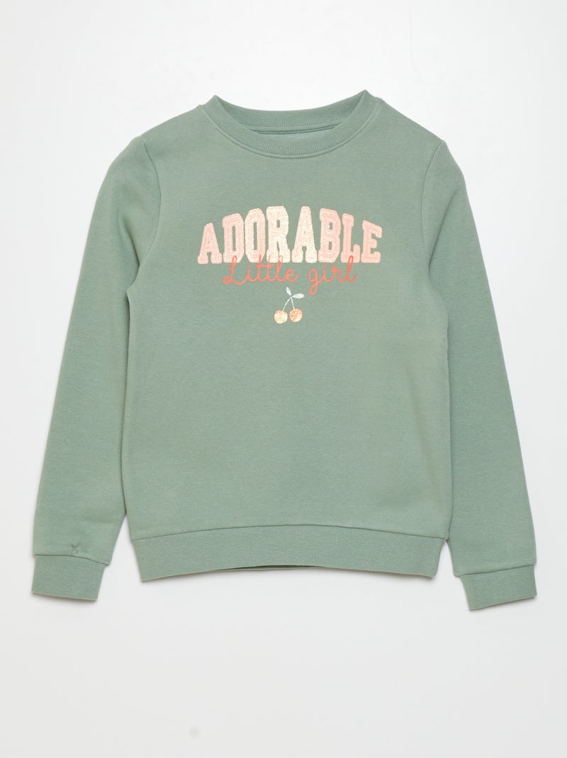 Sweatshirt em moletão com estampado VERDE - Kiabi