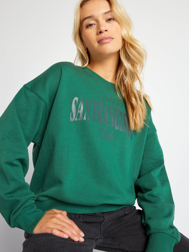 Sweatshirt em moletão com estampado VERDE - Kiabi