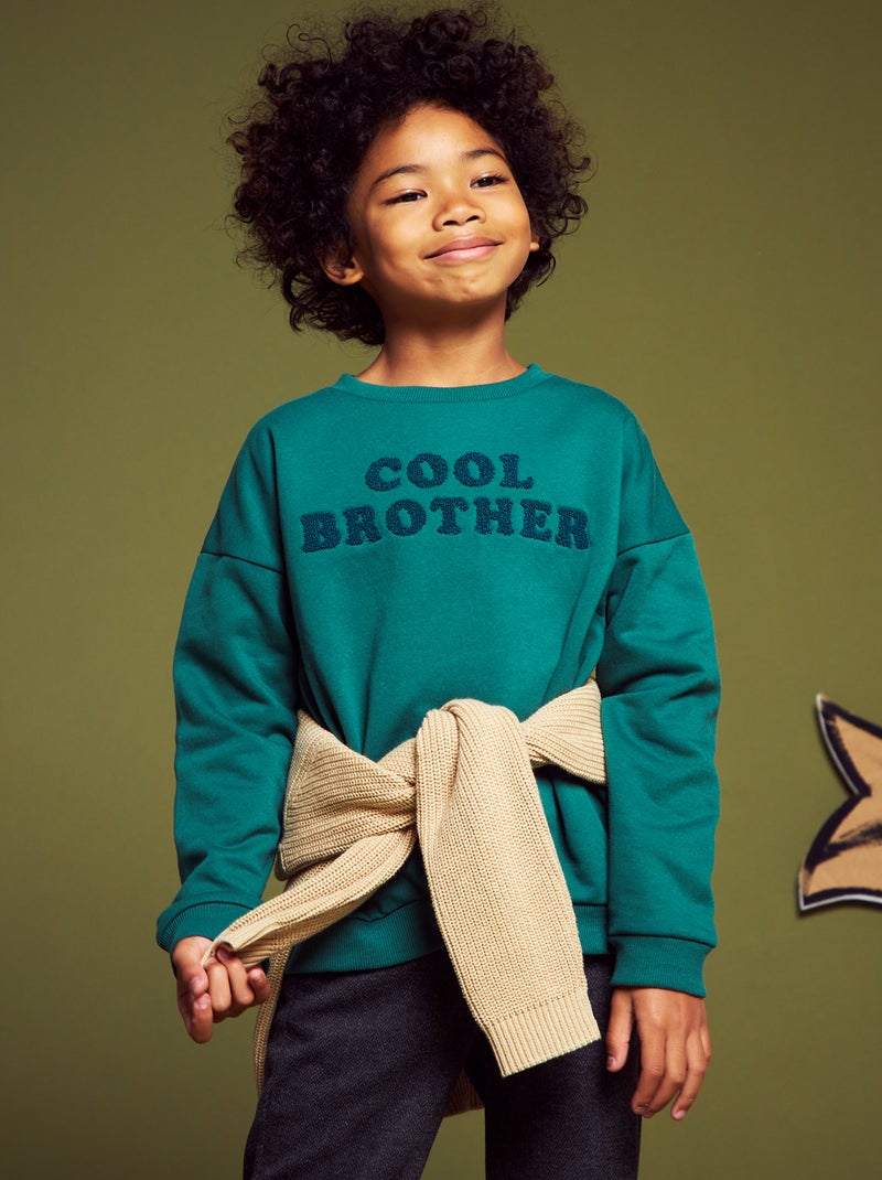 Sweatshirt em moletão com estampado VERDE - Kiabi