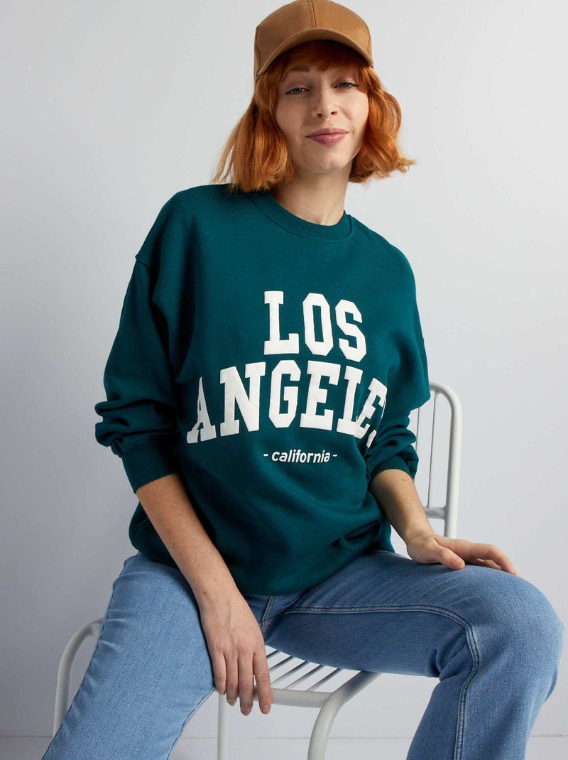 Sweatshirt em moletão com estampado VERDE - Kiabi