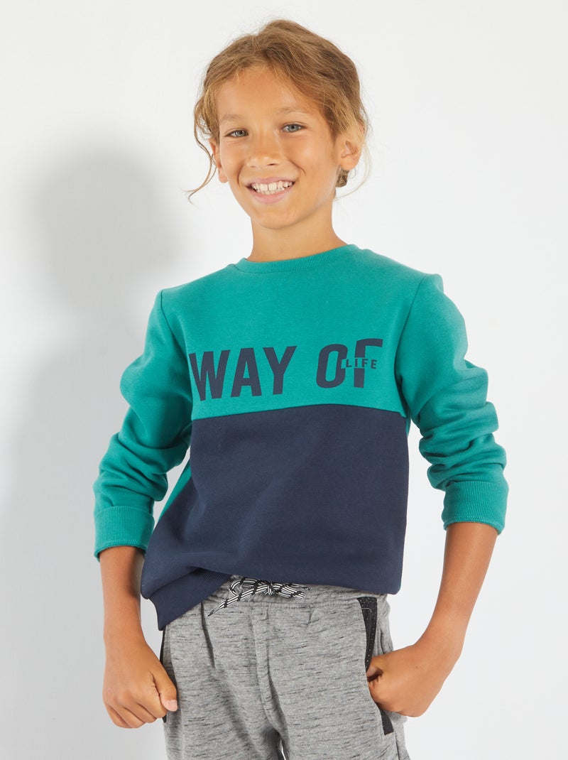 Sweatshirt em moletão com estampado VERDE - Kiabi