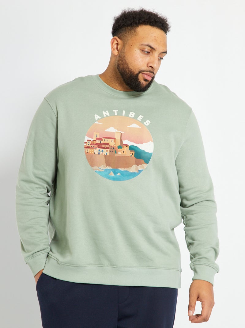 Sweatshirt em moletão com estampado VERDE - Kiabi