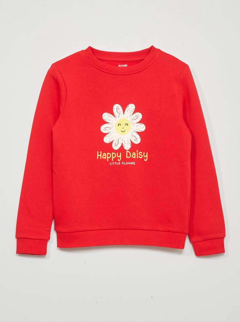 Sweatshirt em moletão com estampado VERMELHO - Kiabi