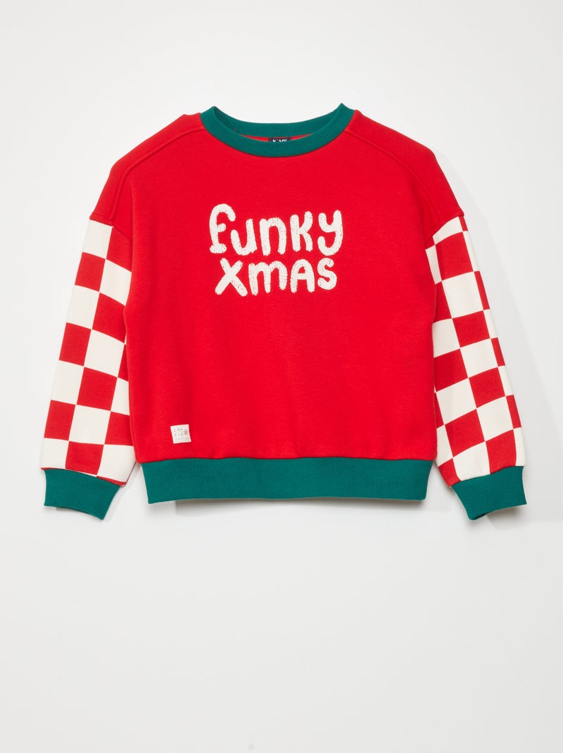 Sweatshirt em moletão com estampado VERMELHO - Kiabi