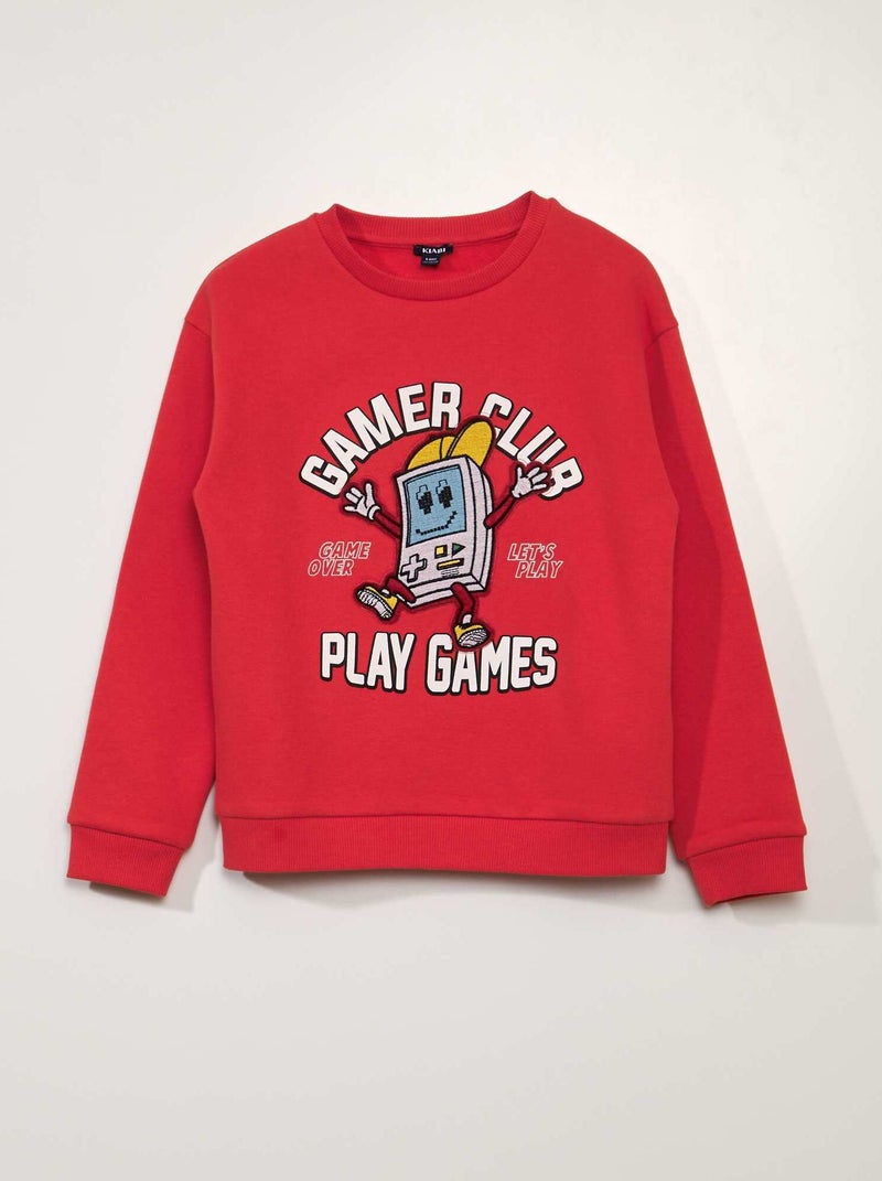 Sweatshirt em moletão com estampado VERMELHO - Kiabi