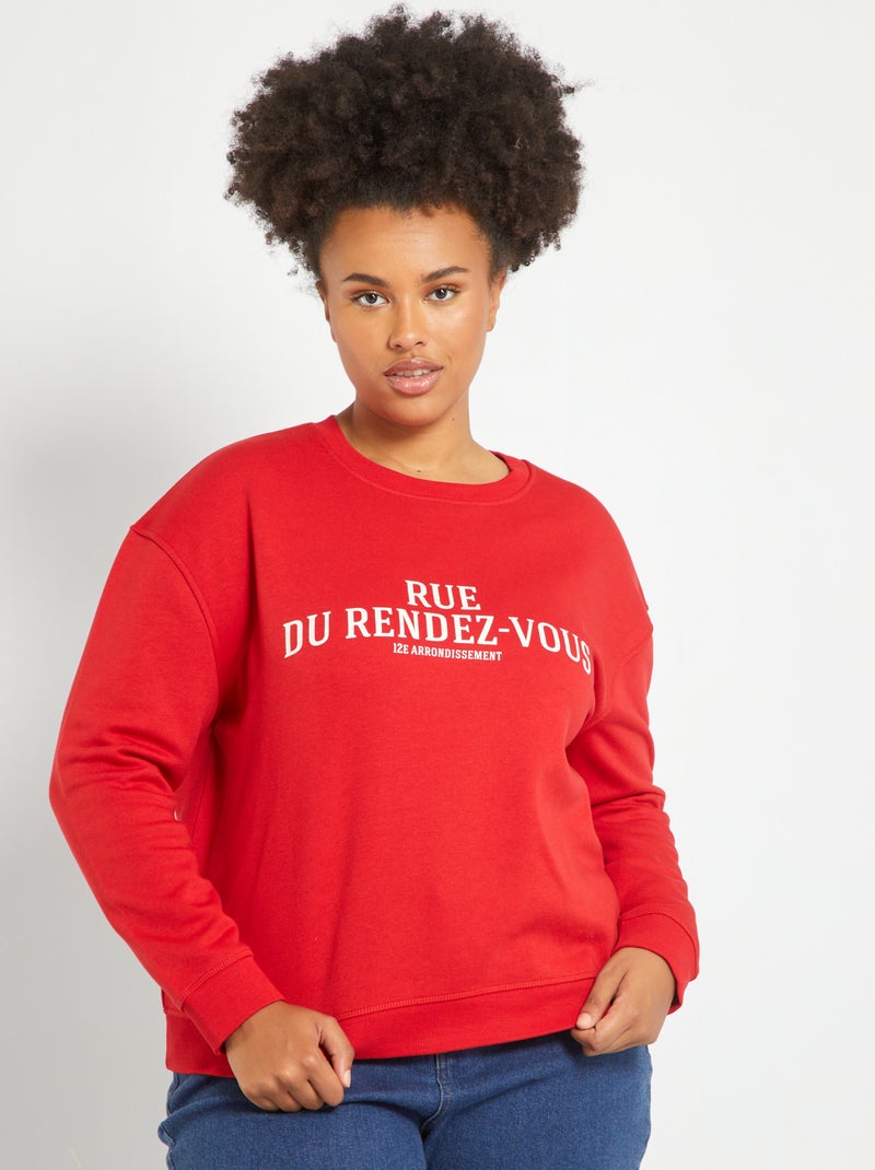 Sweatshirt em moletão com estampado VERMELHO - Kiabi