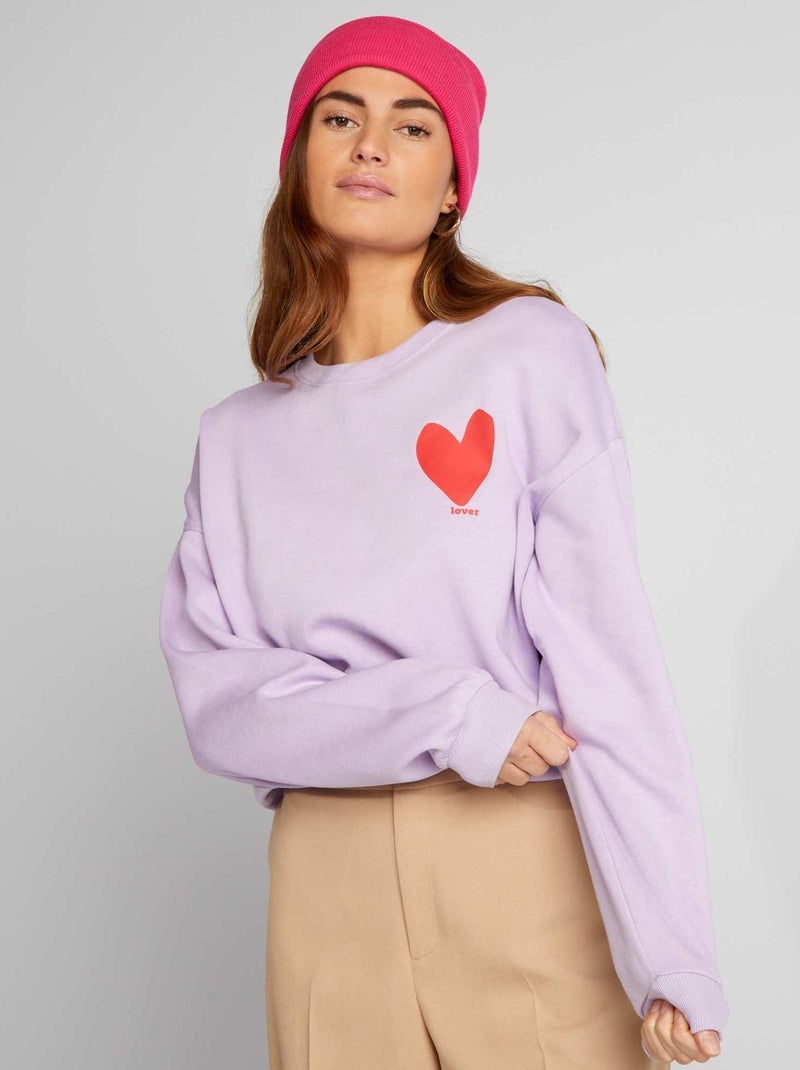Sweatshirt em moletão com estampado VIOLETA - Kiabi