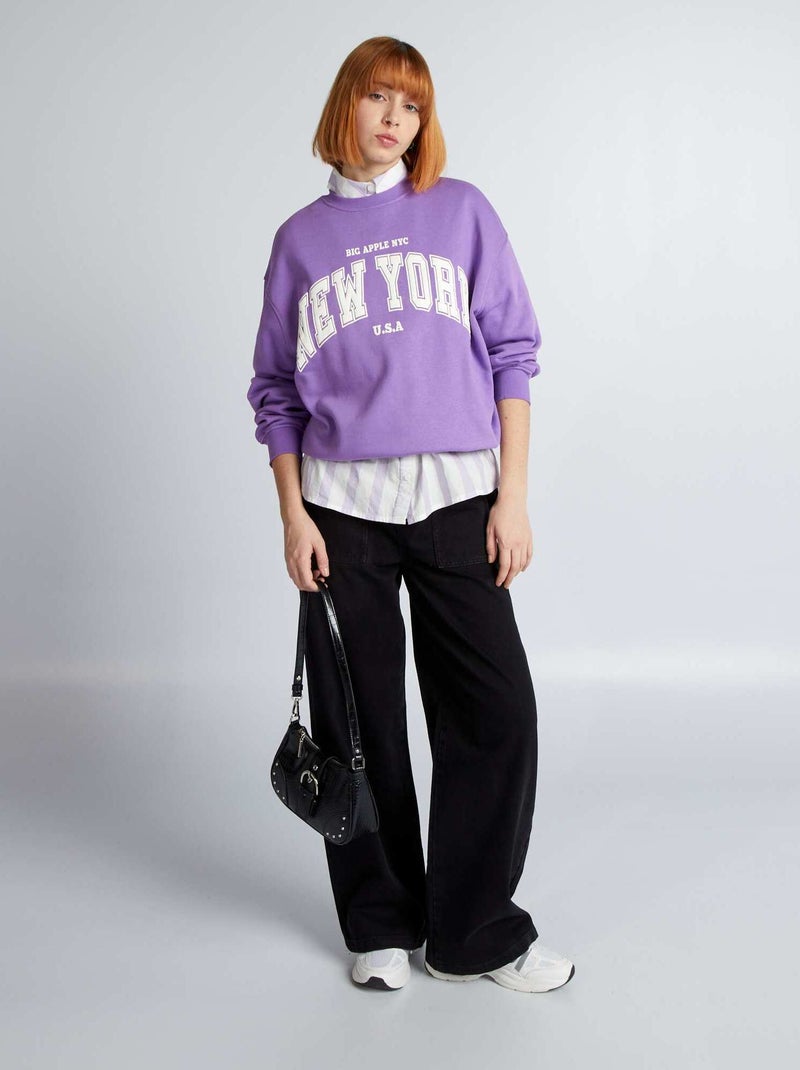 Sweatshirt em moletão com estampado VIOLETA - Kiabi