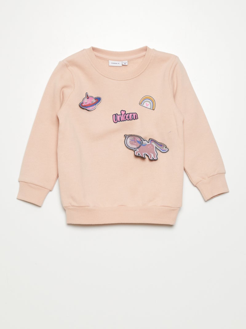 Sweatshirt em moletão com estampas amovíveis ROSA - Kiabi