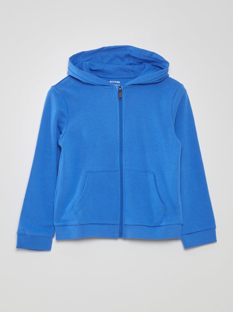 Sweatshirt em moletão com fecho AZUL - Kiabi