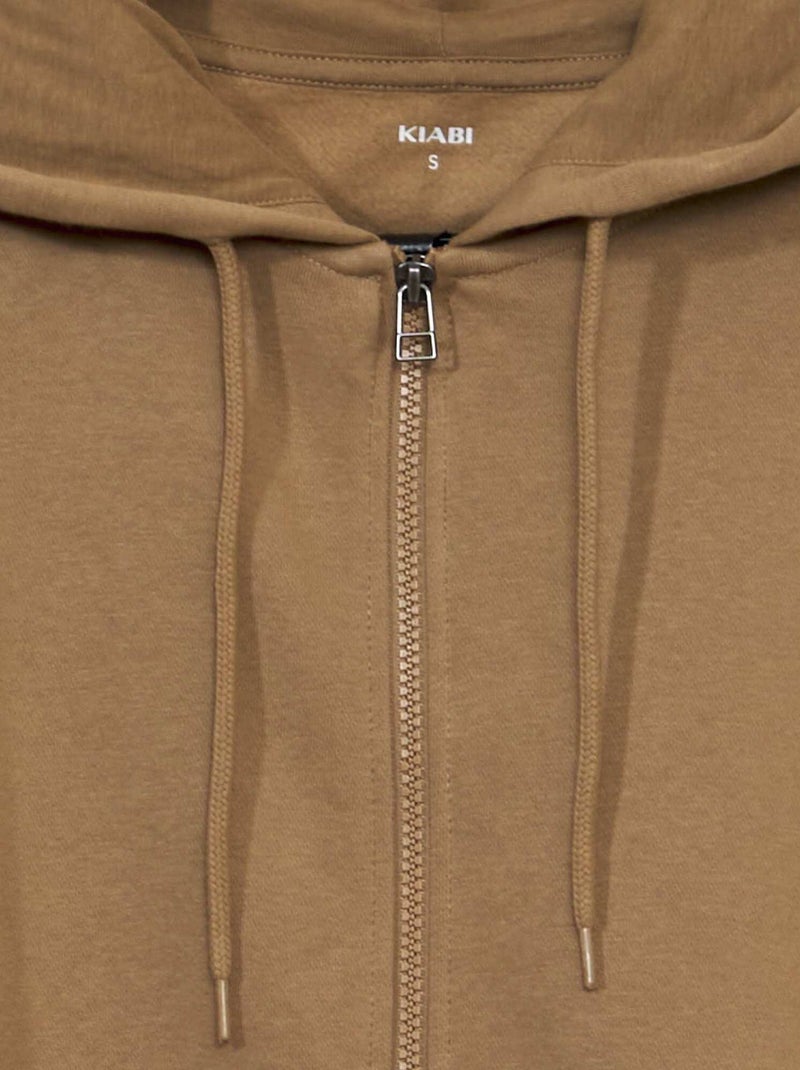 Sweatshirt em moletão com fecho BEGE - Kiabi