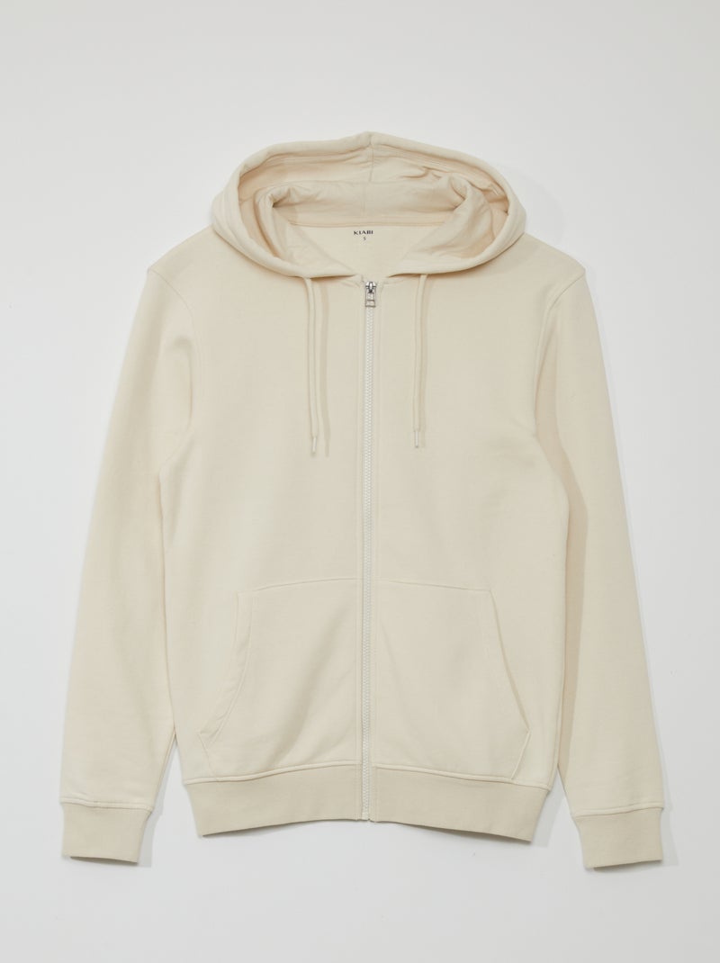 Sweatshirt em moletão com fecho BEGE - Kiabi