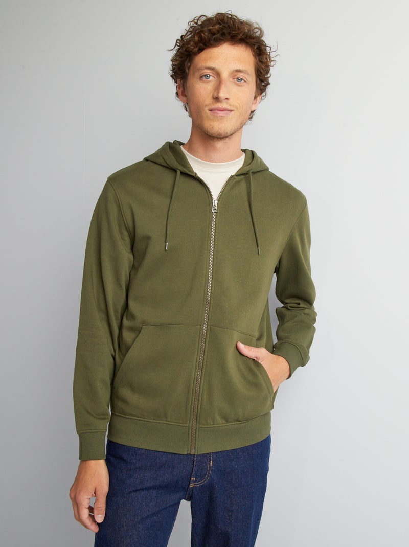 Sweatshirt em moletão com fecho CAQUI - Kiabi