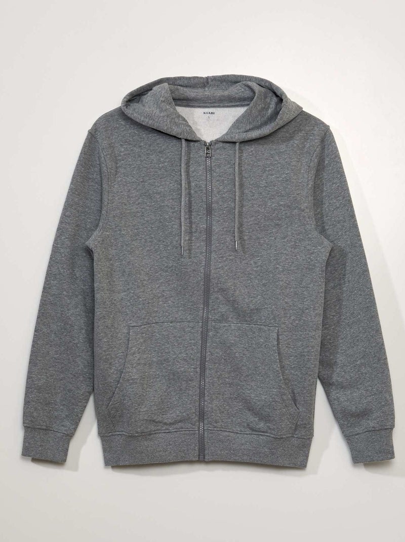 Sweatshirt em moletão com fecho CINZA - Kiabi