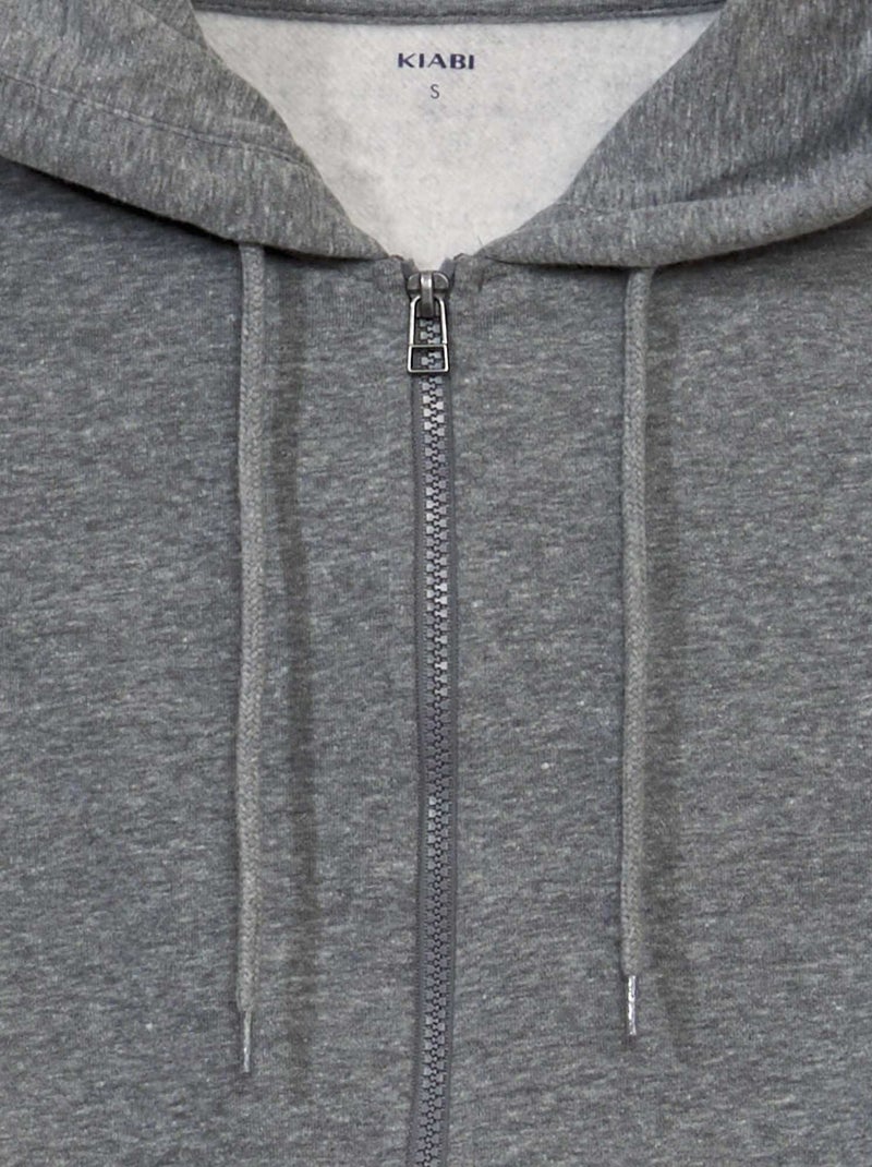 Sweatshirt em moletão com fecho CINZA - Kiabi