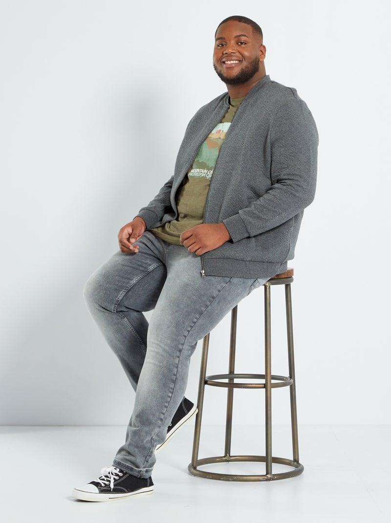 Sweatshirt em moletão com fecho CINZA - Kiabi