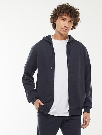 Sweatshirt em moletão com fecho com capuz