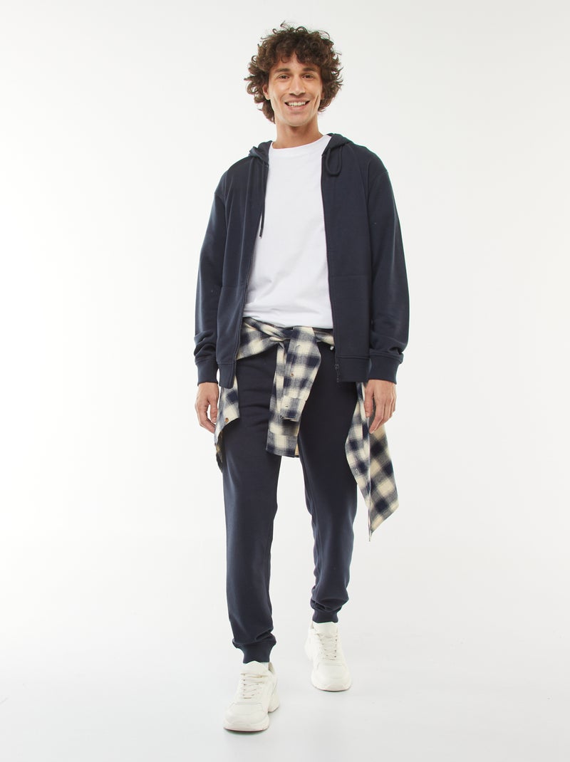 Sweatshirt em moletão com fecho com capuz Azul - Kiabi
