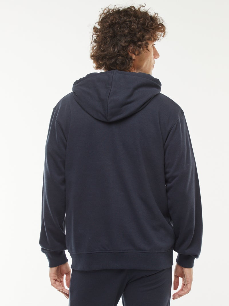 Sweatshirt em moletão com fecho com capuz Azul - Kiabi