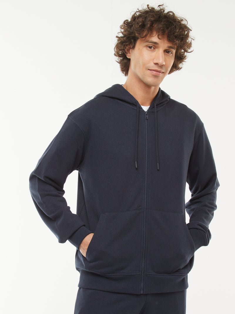 Sweatshirt em moletão com fecho com capuz Azul - Kiabi