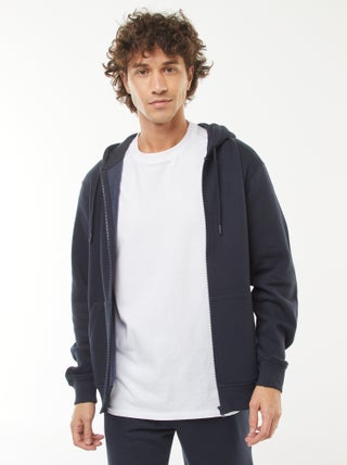 Sweatshirt em moletão com fecho com capuz