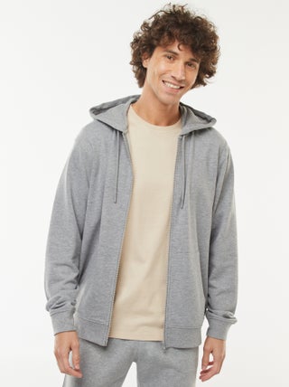 Sweatshirt em moletão com fecho com capuz