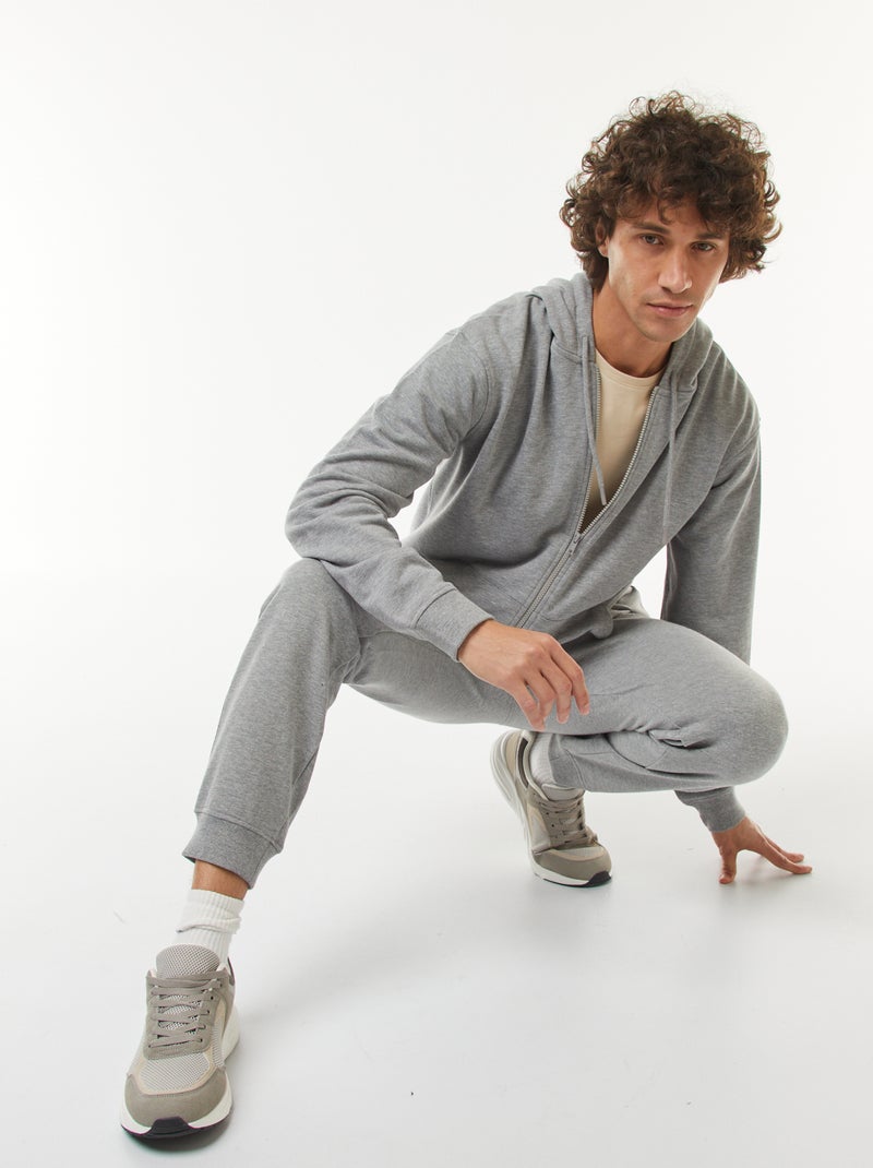 Sweatshirt em moletão com fecho com capuz Cinza - Kiabi