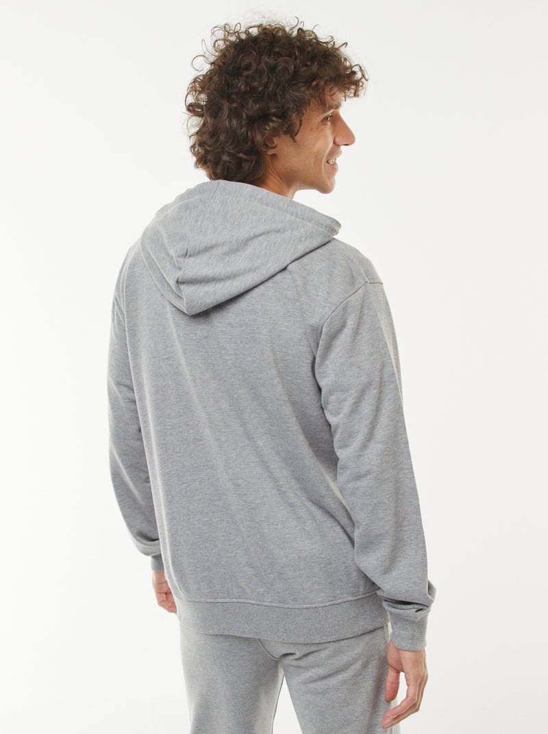 Sweatshirt em moletão com fecho com capuz Cinza - Kiabi