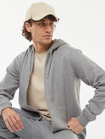 Sweatshirt em moletão com fecho com capuz