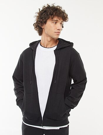 Sweatshirt em moletão com fecho com capuz