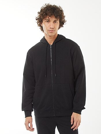 Sweatshirt em moletão com fecho com capuz