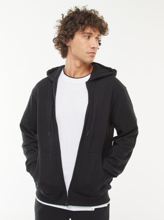 Sweatshirt em moletão com fecho com capuz