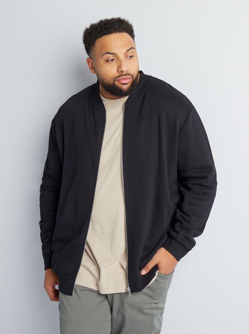 Sweatshirt em moletão com fecho Preto - Kiabi