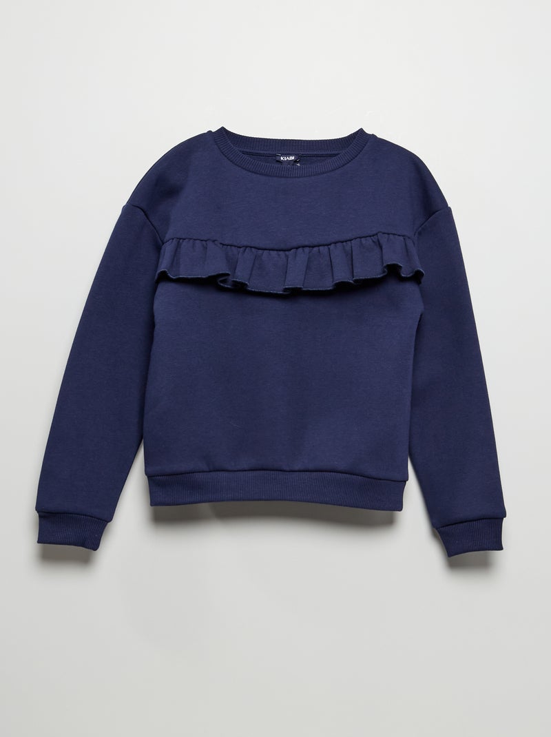 Sweatshirt em moletão com folho de fantasia Azul Preto - Kiabi