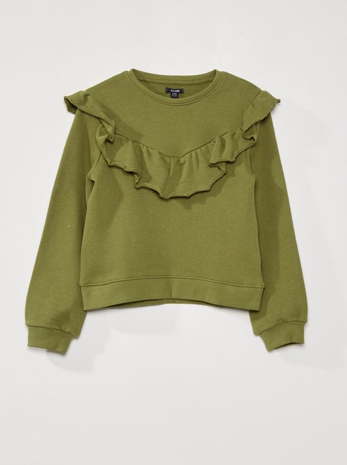 Sweatshirt em moletão com folhos - Kiabi
