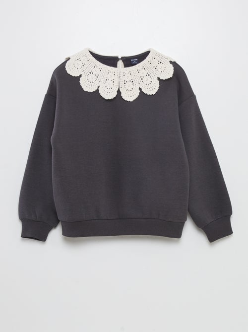 Sweatshirt em moletão com gola claudine - Kiabi