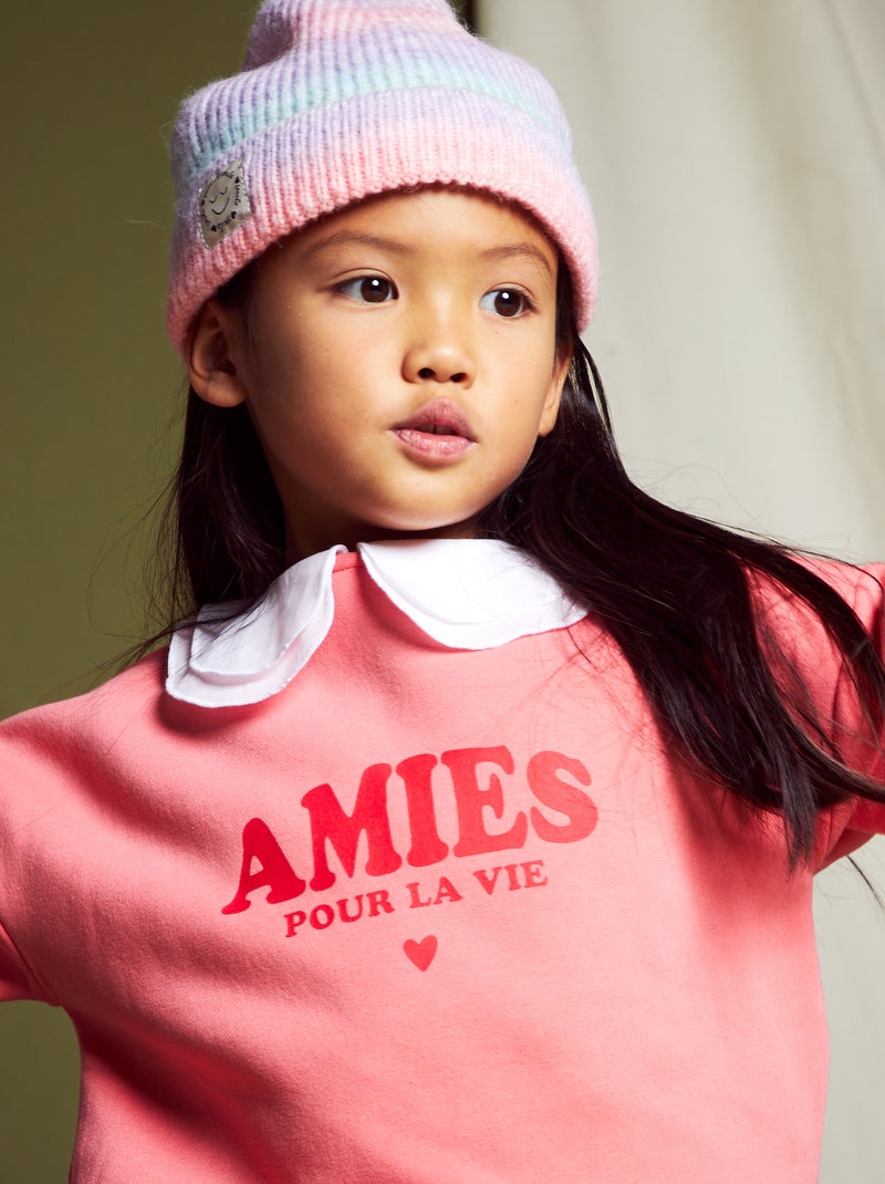 Sweatshirt em moletão com gola claudine ROSA - Kiabi