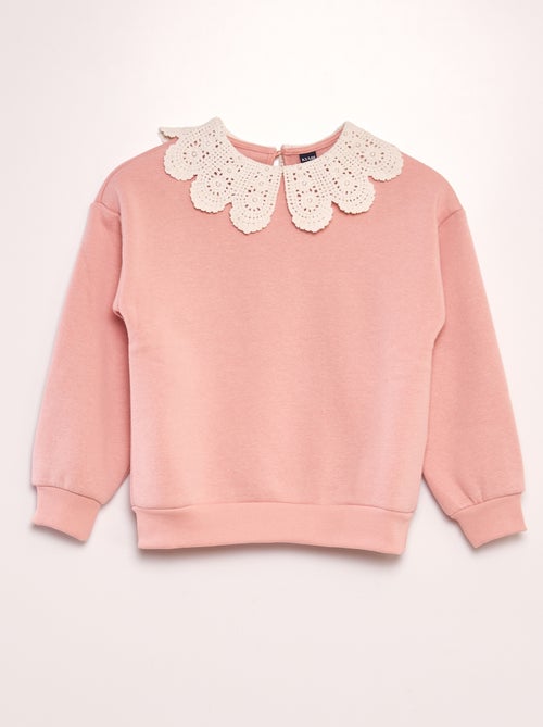 Sweatshirt em moletão com gola claudine - Kiabi