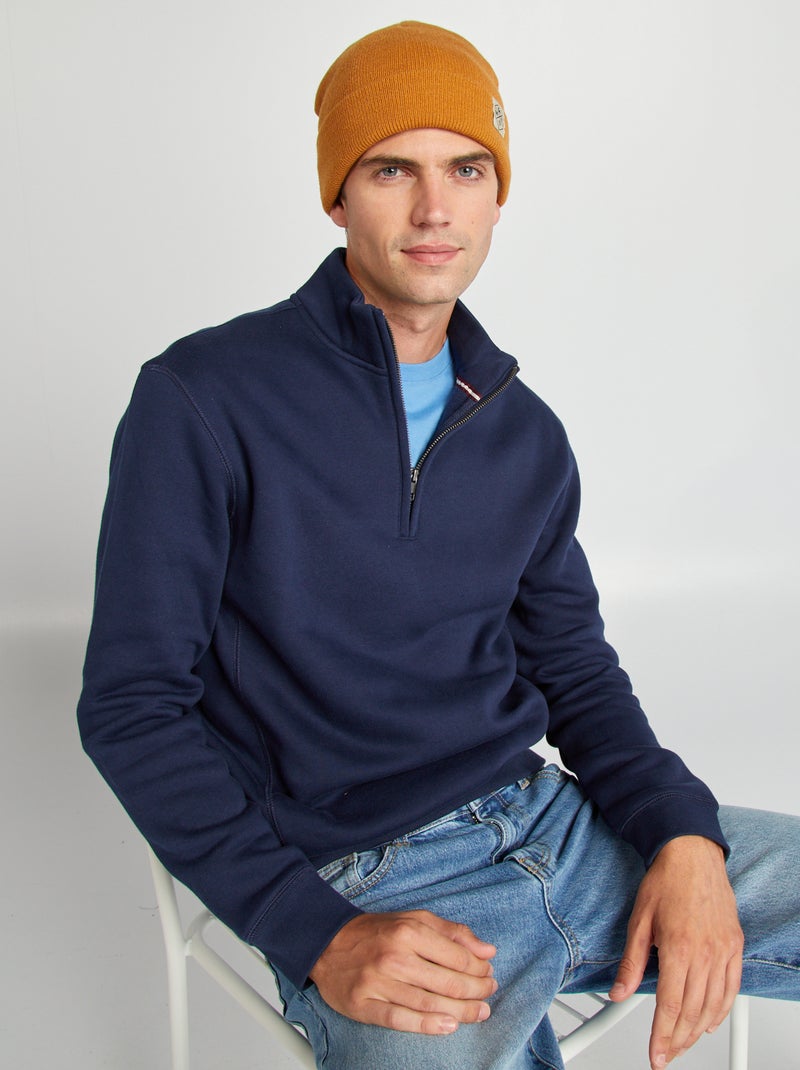 Sweatshirt em moletão com gola com fecho Blu - Kiabi