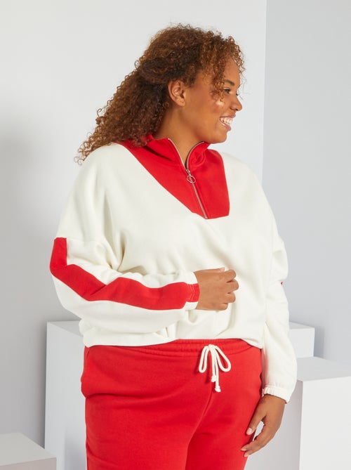 Sweatshirt em moletão com gola com fecho - Kiabi