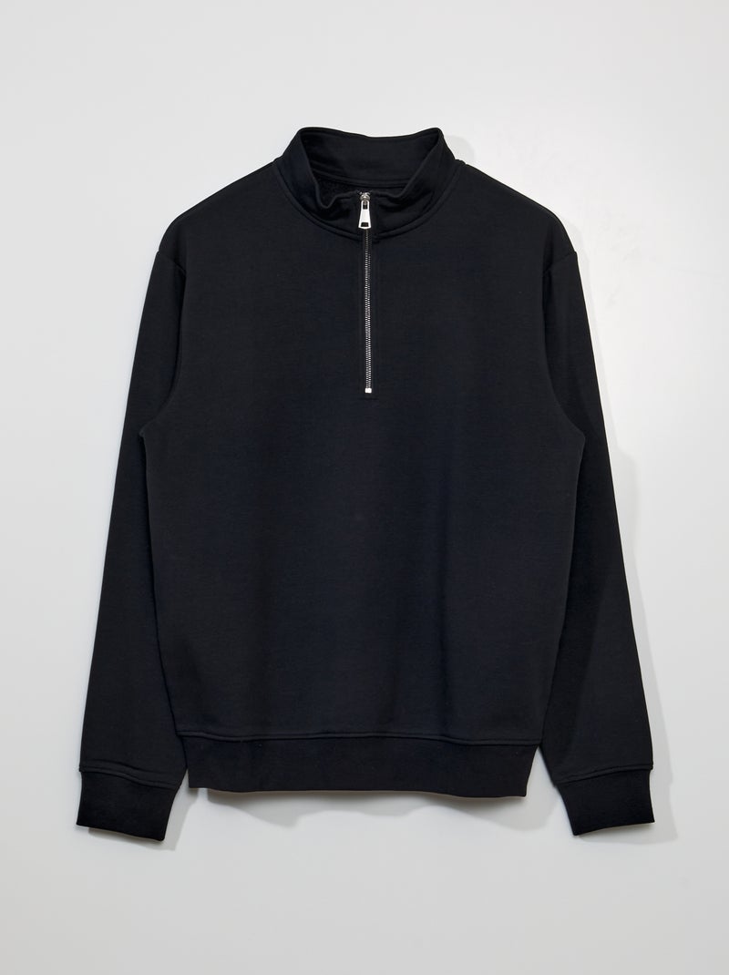 Sweatshirt em moletão com gola com fecho Preto - Kiabi