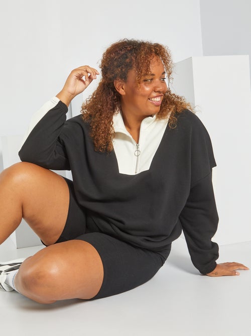 Sweatshirt em moletão com gola com fecho - Kiabi