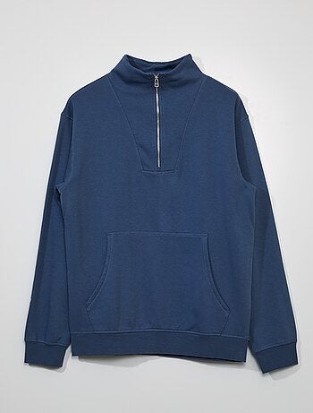 Sweatshirt em moletão com gola de fecho - Kiabi