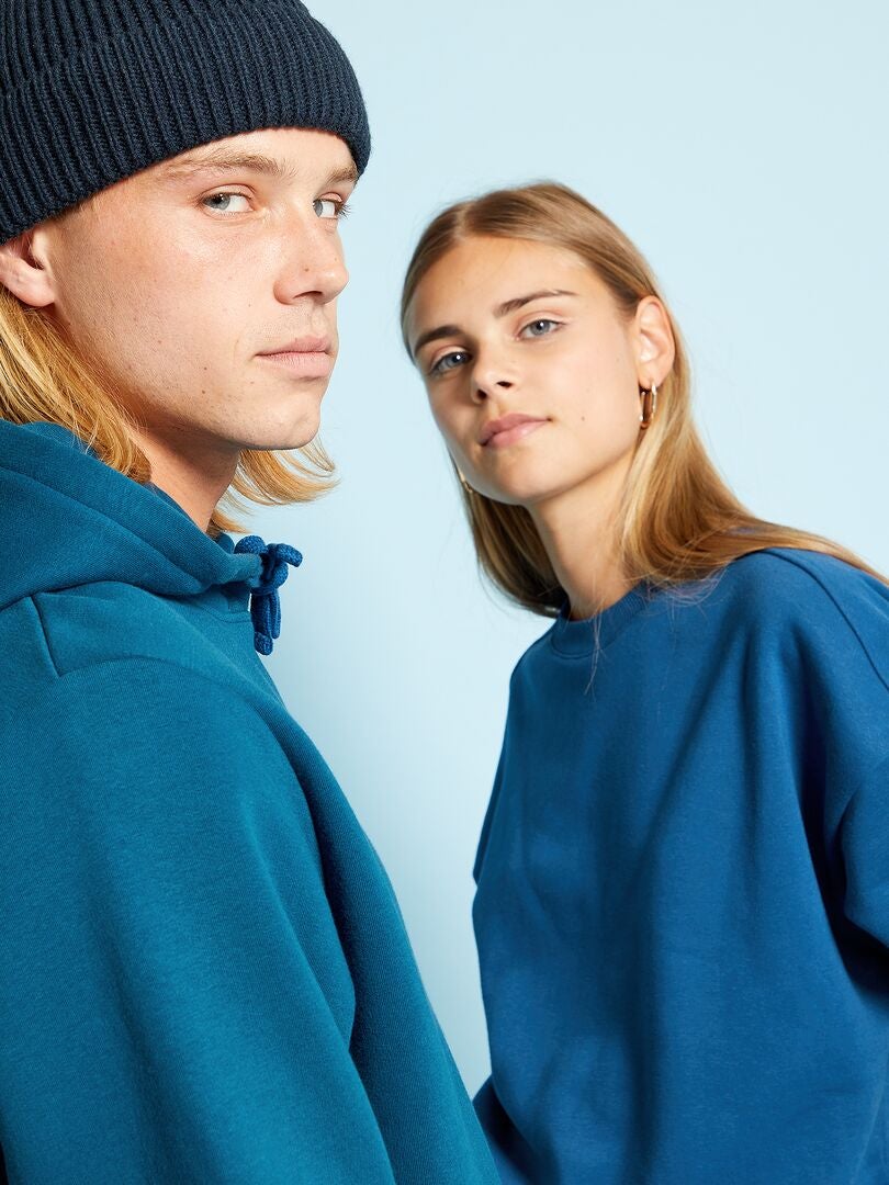 Sweatshirt em moletão com gola redonda Azul - Kiabi