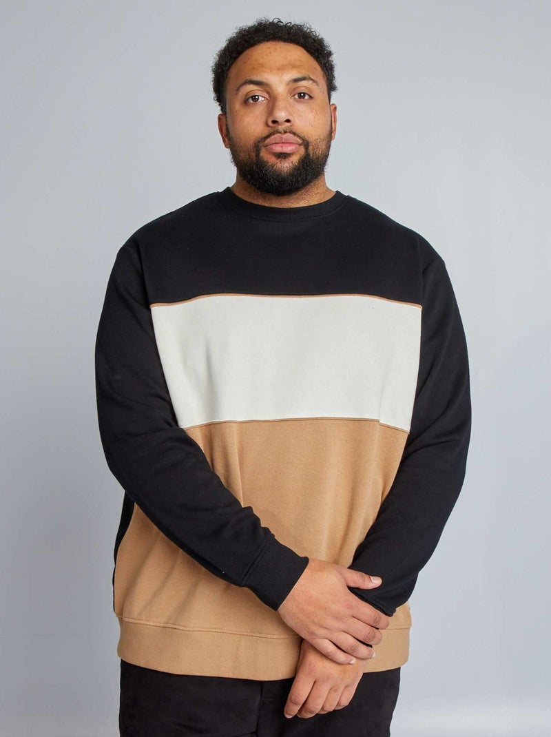Sweatshirt em moletão com gola redonda BEGE - Kiabi