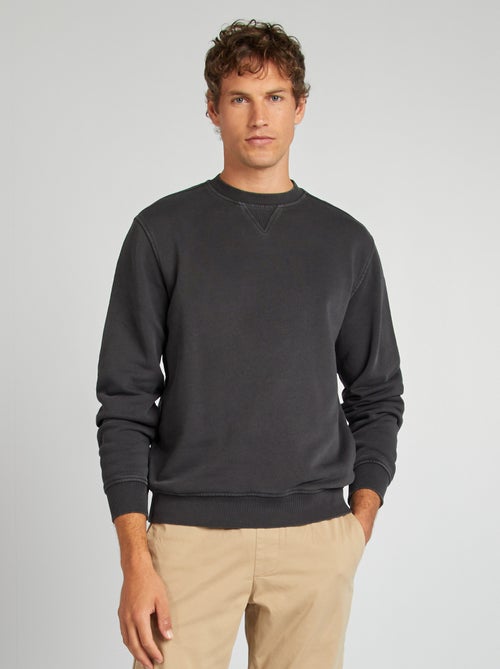 Sweatshirt em moletão com gola redonda - Kiabi