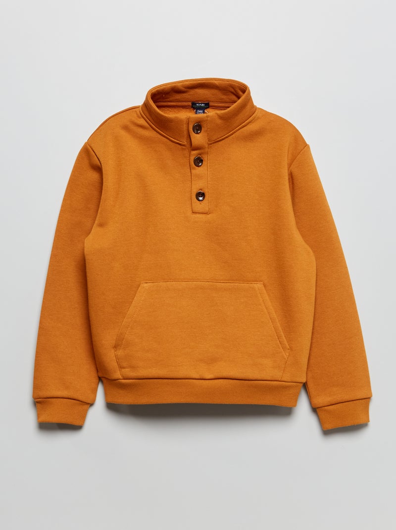Sweatshirt em moletão com gola subida CASTANHO - Kiabi